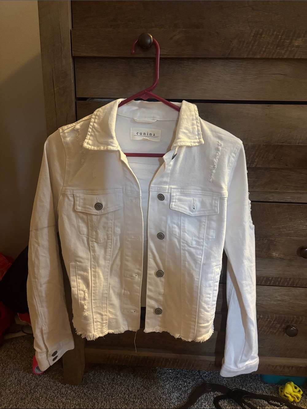 eunina White Denim Jean Jacket